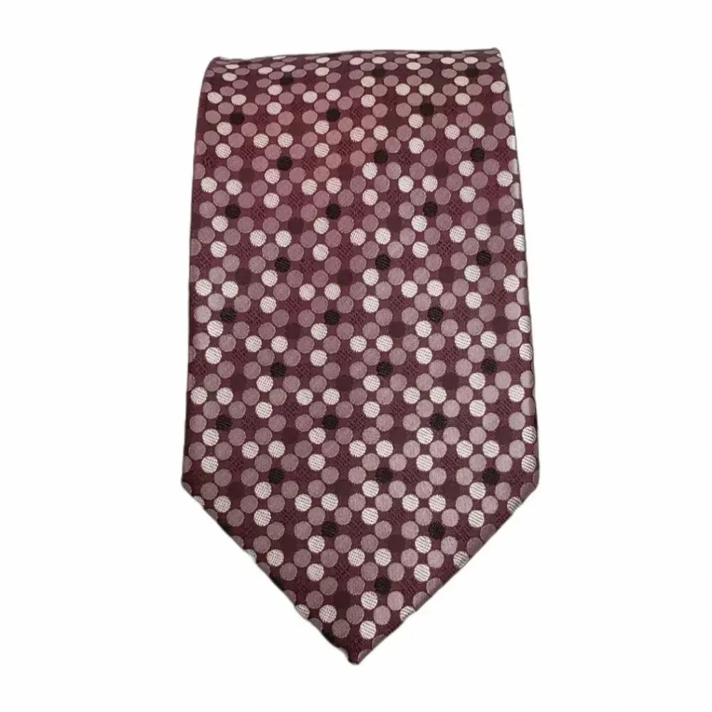 Pronto-Uomo Burgundy Polka Dot Silk Tie